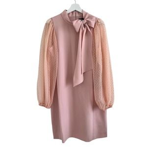 Vince Camuto Stretch Crepe Bow Mock Neck Long Sleeve